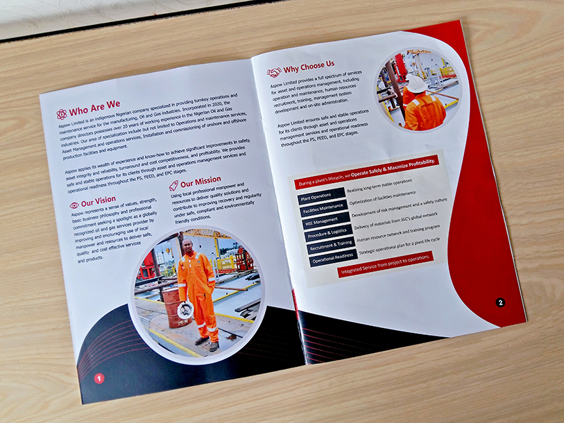 Printed company profile page 1-2